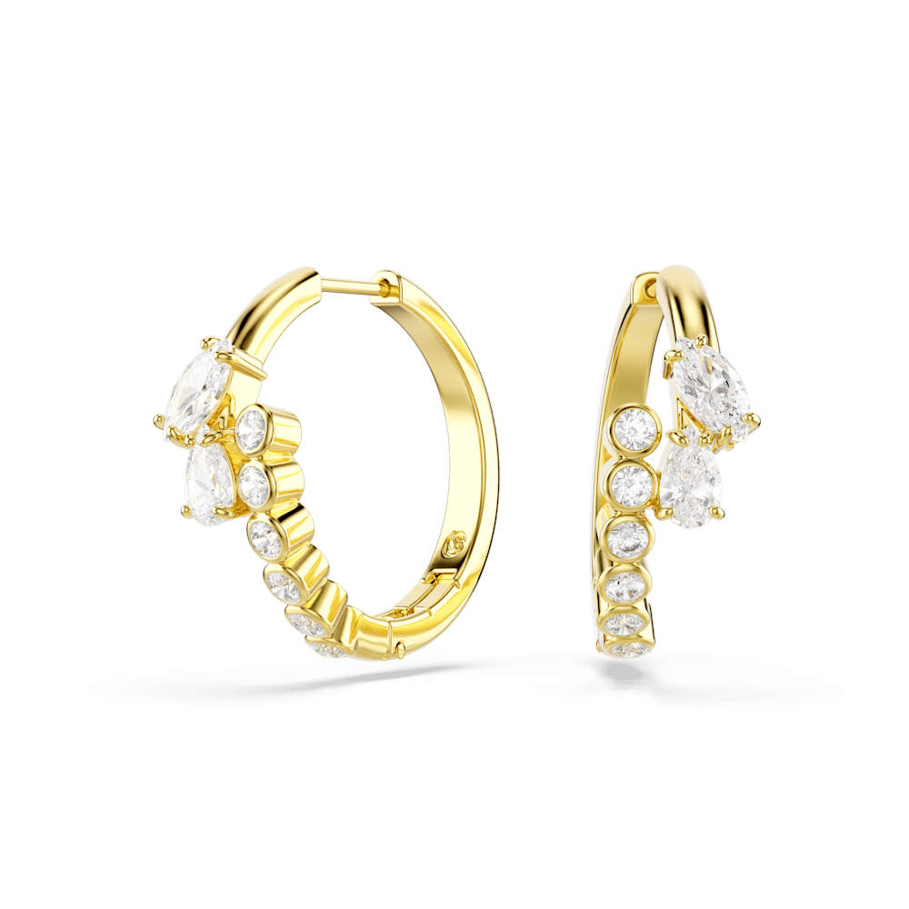 Orecchini a Cerchio Swarovski  Mesmera Taglio misto Bianchi Finitura oro 18 Kt