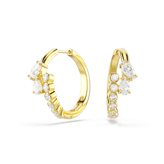 Orecchini a Cerchio Swarovski  Mesmera Taglio misto Bianchi Finitura oro 18 Kt