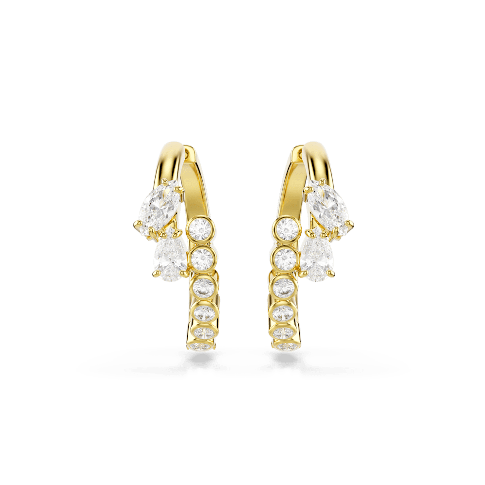 Orecchini a Cerchio Swarovski  Mesmera Taglio misto Bianchi Finitura oro 18 Kt