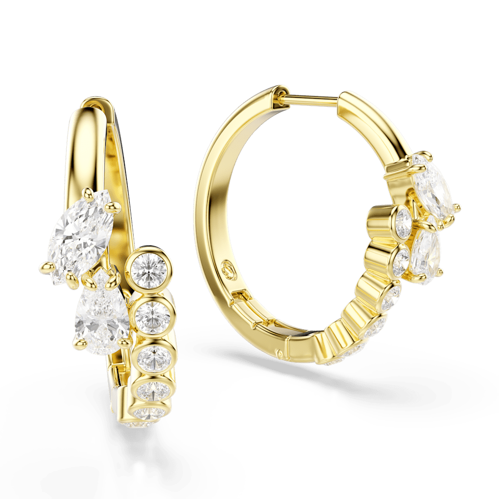 Orecchini a Cerchio Swarovski  Mesmera Taglio misto Bianchi Finitura oro 18 Kt