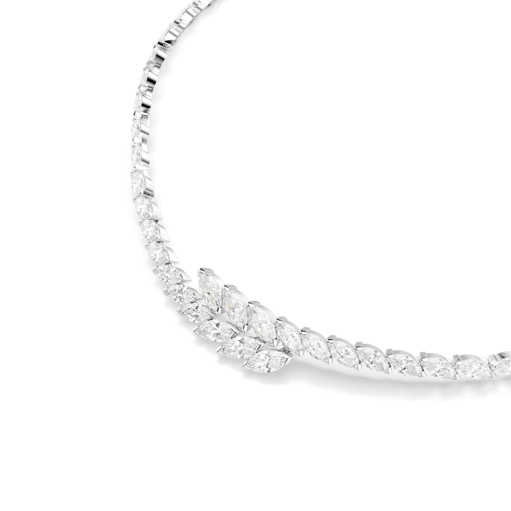 Set 3 Pezzi Swarovski Orecchini + Bracciale + Collana Mesmera Taglio Marquise Bianco Placcato rodio