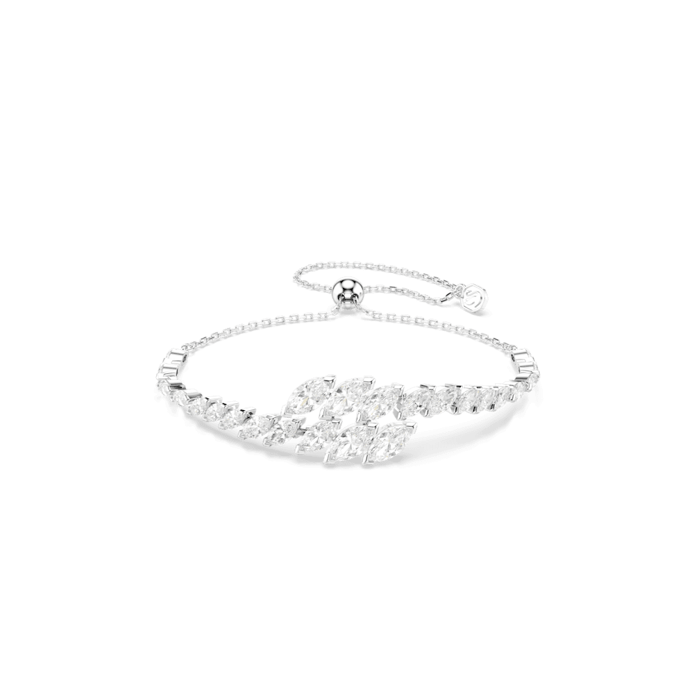 Set 3 Pezzi Swarovski Orecchini + Bracciale + Collana Mesmera Taglio Marquise Bianco Placcato rodio