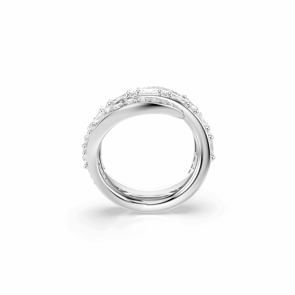 Anello Swarovski Vienna Taglio misto Cigno Bianco Placcato Rodio