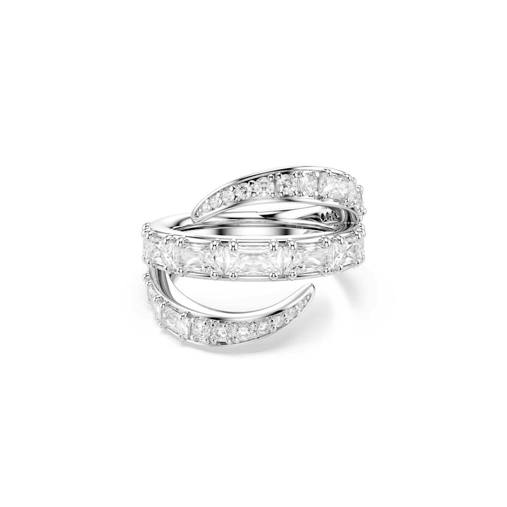 Anello Swarovski Vienna Taglio misto Cigno Bianco Placcato rodio - Misura 55/60