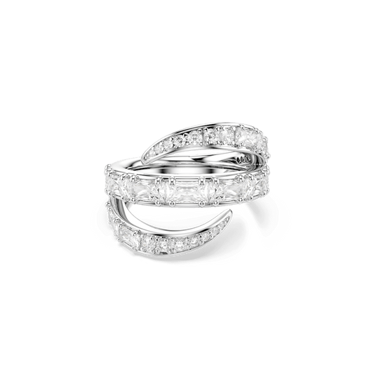 Anello Swarovski Vienna Taglio misto Cigno Bianco Placcato rodio - Misura 55/60