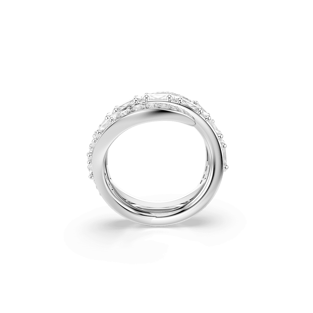 Anello Swarovski Vienna Taglio misto Cigno Bianco Placcato rodio - Misura 55/60