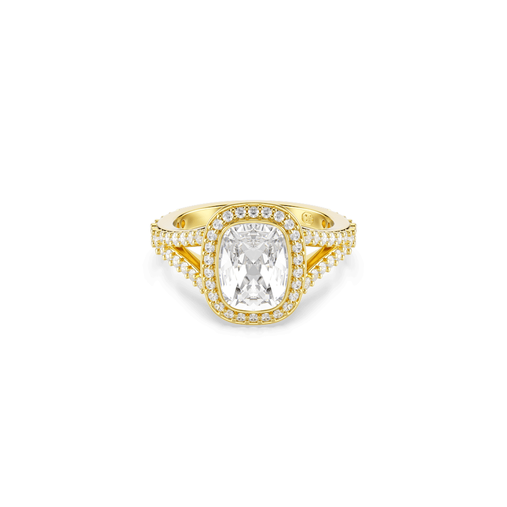 Anello Swarovski Una Angelic, Taglio Cushion, Bianco, Finitura oro 18K - Misura 50