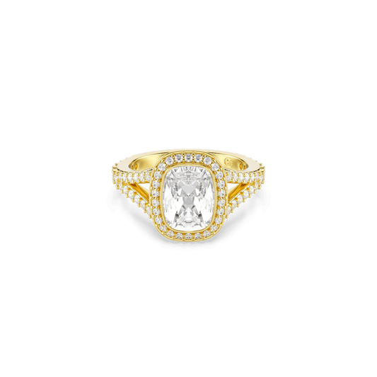 Anello Swarovski Una Angelic, Taglio Cushion, Bianco, Finitura oro 18K - Misura 50