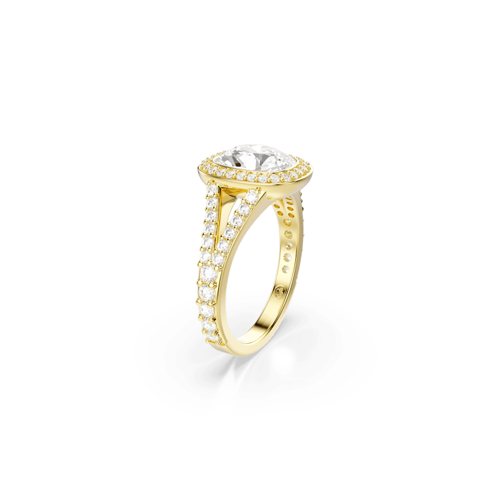 Anello Swarovski Una Angelic, Taglio Cushion, Bianco, Finitura oro 18K - Misura 50