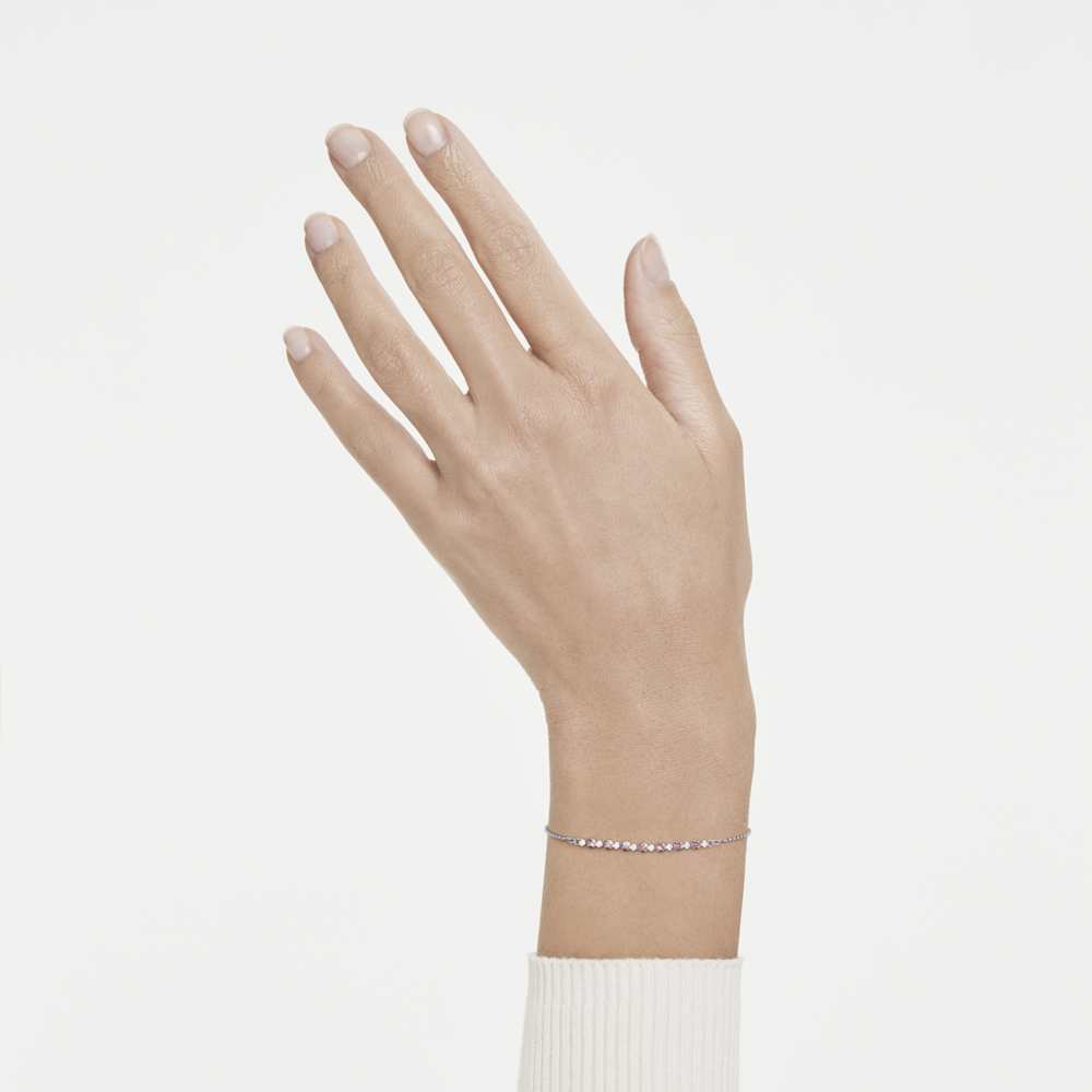 Braccialetto Swarovski Matrix, Taglio Round, Rosa, Placcato rodio