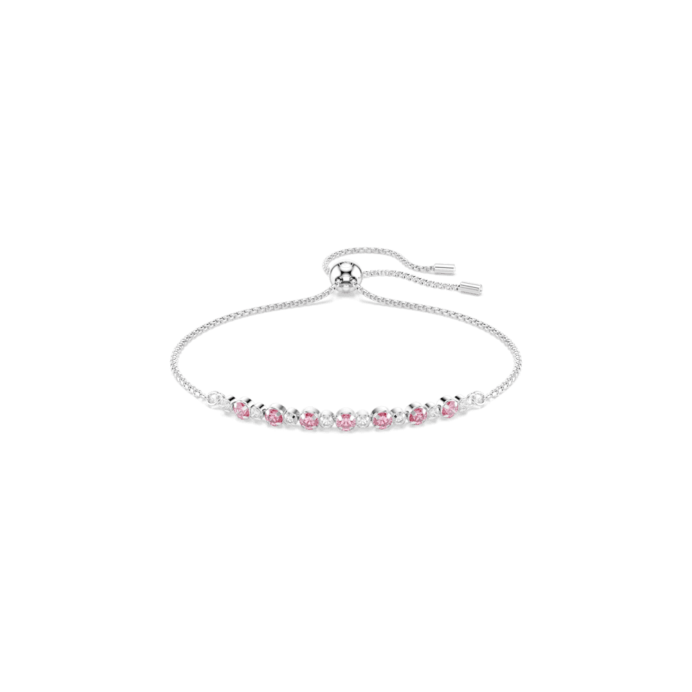 Braccialetto Swarovski Matrix, Taglio Round, Rosa, Placcato rodio