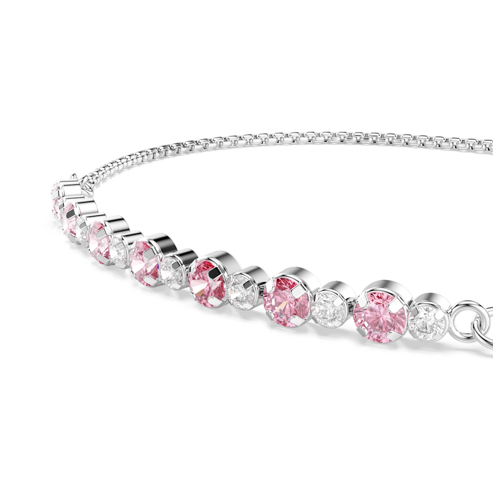 Braccialetto Swarovski Matrix, Taglio Round, Rosa, Placcato rodio