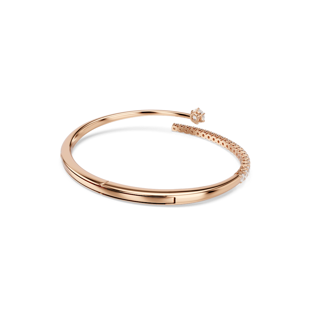 Bracciale Rigido Swarovski Matrix Taglio Round Bianco Finitura Oro Rosa 18 Kt - Misura M