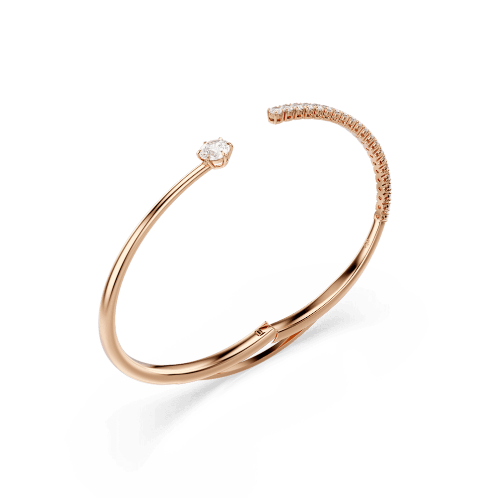 Bracciale Rigido Swarovski Matrix Taglio Round Bianco Finitura Oro Rosa 18 Kt - Misura L