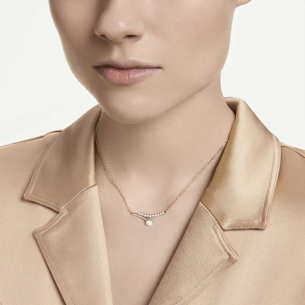 Collana Swarovski Matrix Taglio Round Bianca Finitura Oro Rosa 18 Kt