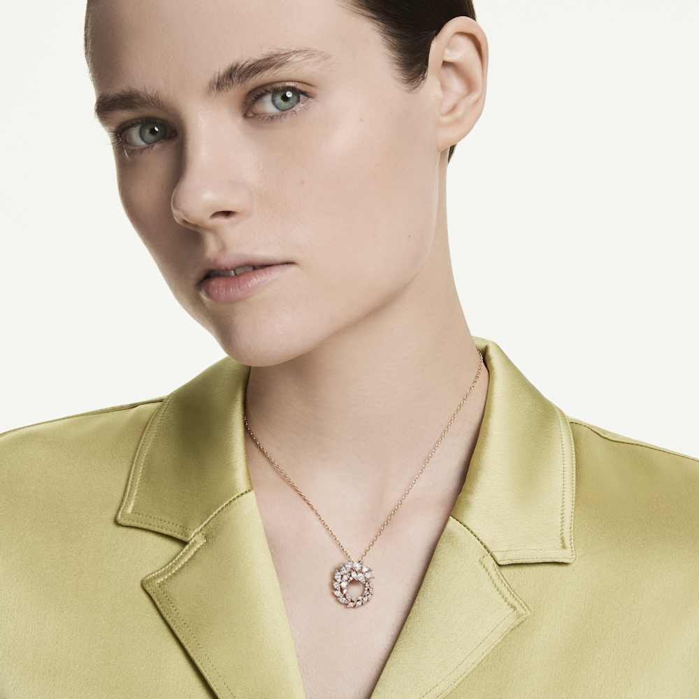 Collana con Pendente Swarovski Mesmera Taglio Marquise Bianco Finitura oro rosa 18 Kt