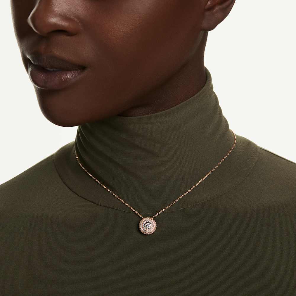 Collana con Pendente Swarovski Sublima Taglio Round Bianco Finitura oro rosa 18 Kt