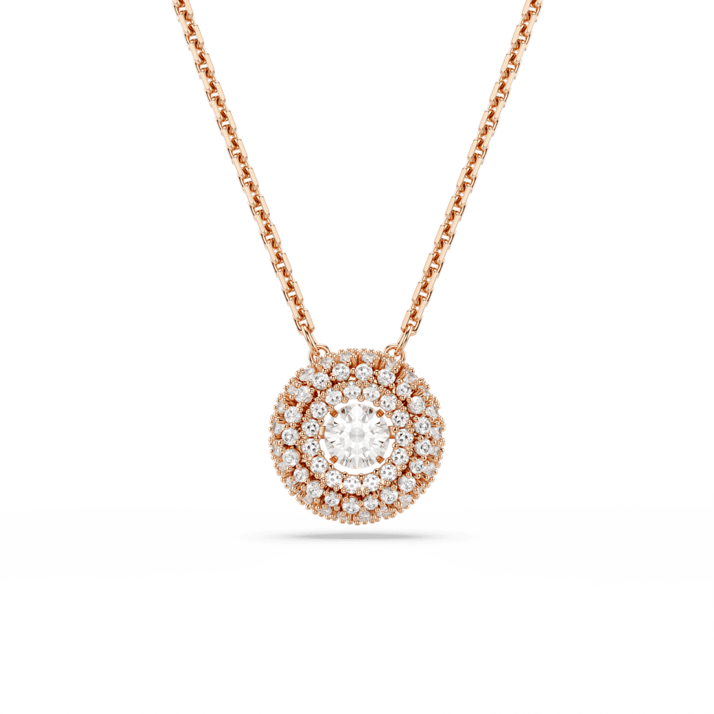 Collana con Pendente Swarovski Sublima Taglio Round Bianco Finitura oro rosa 18 Kt