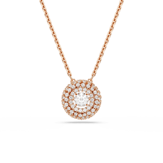 Collana con Pendente Swarovski Sublima Taglio Round Bianco Finitura oro rosa 18 Kt