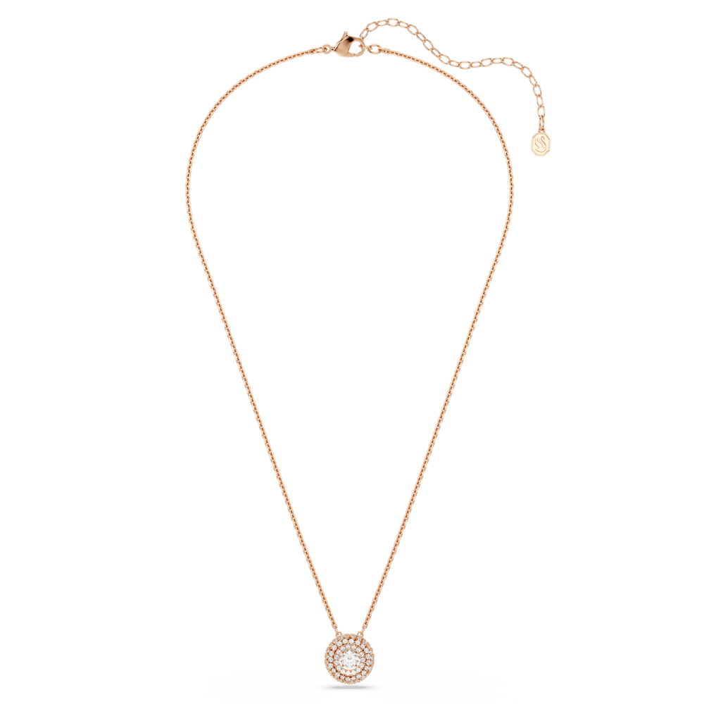 Collana con Pendente Swarovski Sublima Taglio Round Bianco Finitura oro rosa 18 Kt