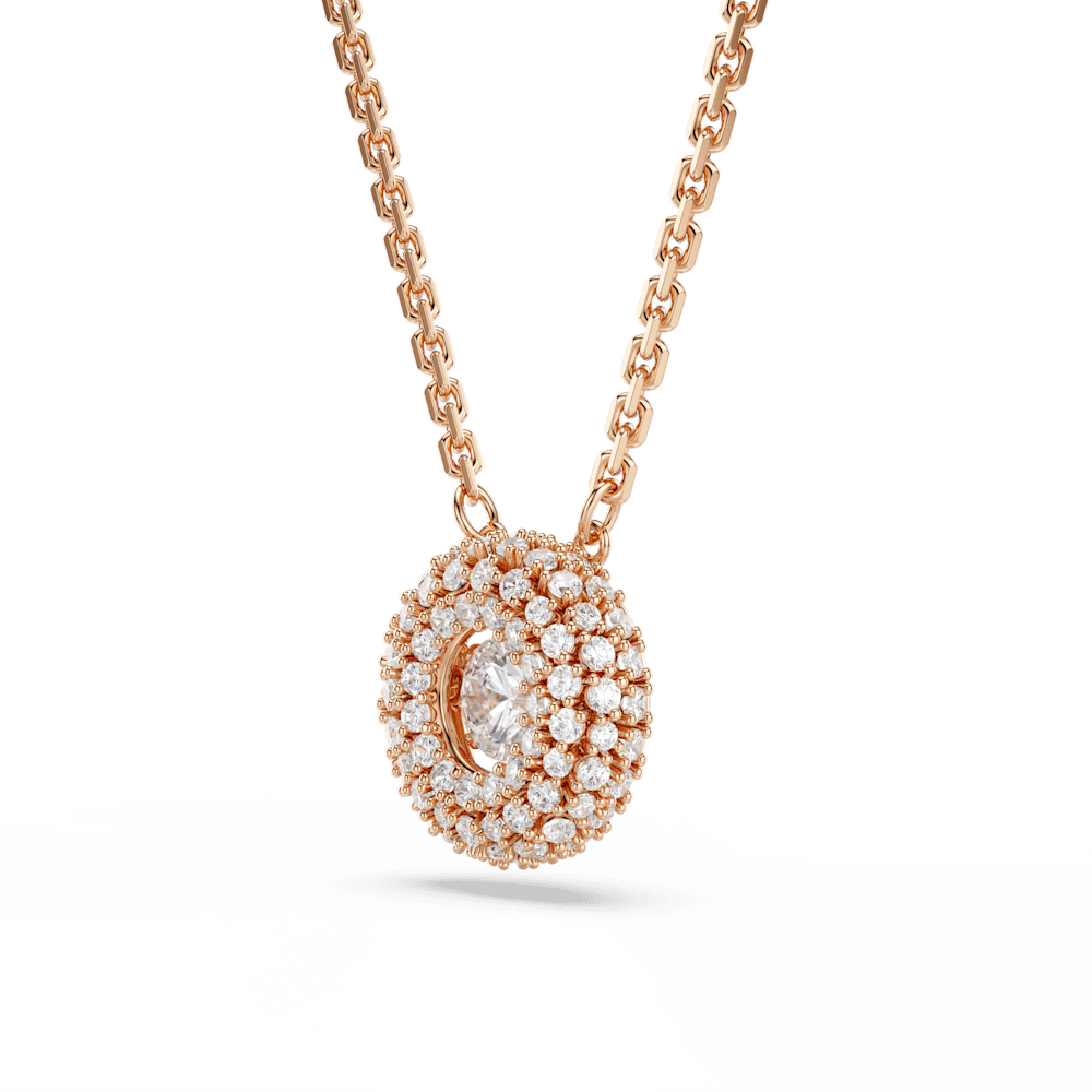 Collana con Pendente Swarovski Sublima Taglio Round Bianco Finitura oro rosa 18 Kt