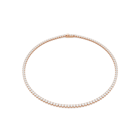 Collana Swarovski Tennis Matrix, Taglio Round, Bianca, Finitura oro rosa 18K - Misura M
