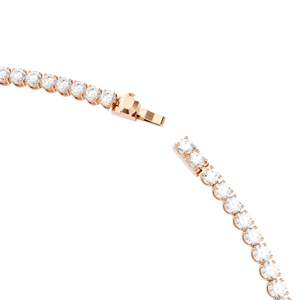 Collana Swarovski Tennis Matrix, Taglio Round, Bianca, Finitura oro rosa 18K - Misura M