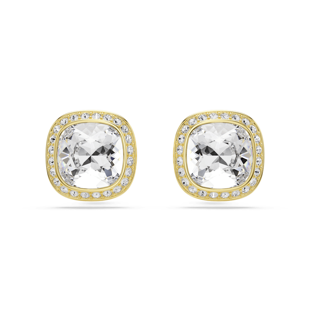Orecchini a Lobo Swarovski Una Angelic Taglio Cushion Bianchi Finitura oro 18 Kt