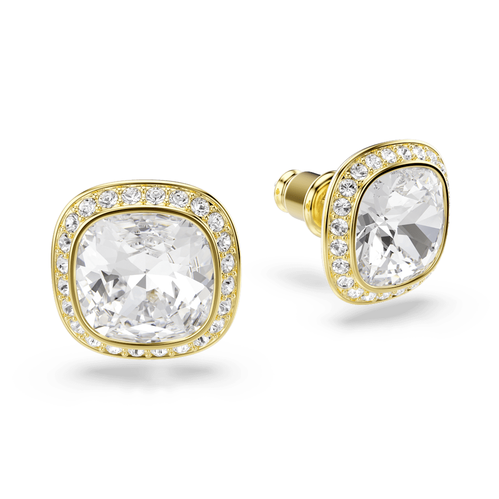 Orecchini a Lobo Swarovski Una Angelic Taglio Cushion Bianchi Finitura oro 18 Kt