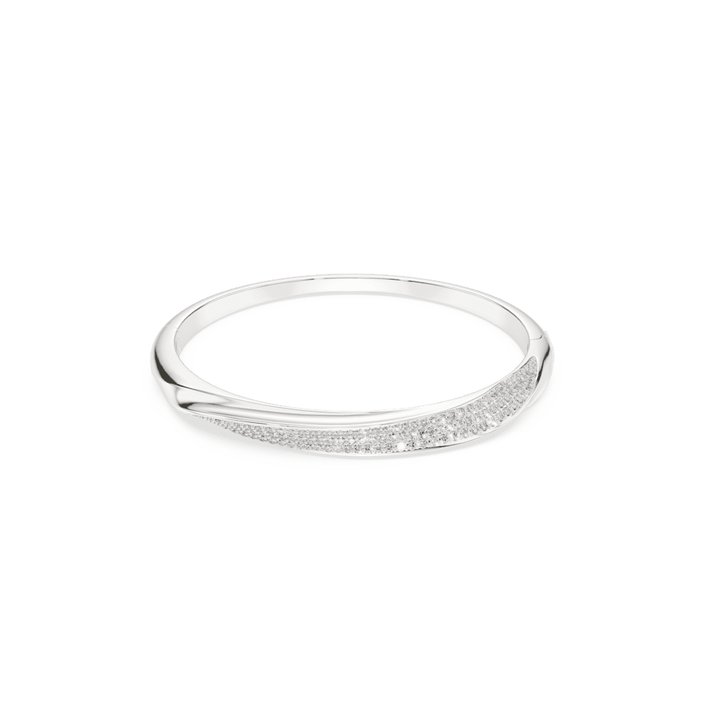 Bracciale rigido Swarovski Classica, Taglio Round, Bianco, Argento Sterling - Misura M
