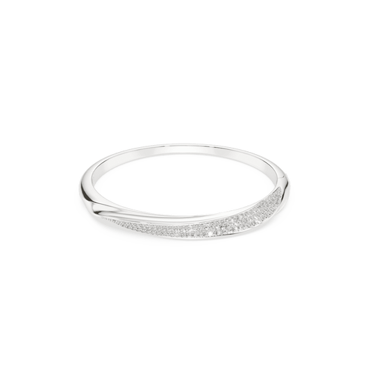 Bracciale rigido Swarovski Classica, Taglio Round, Bianco, Argento Sterling - Misura M