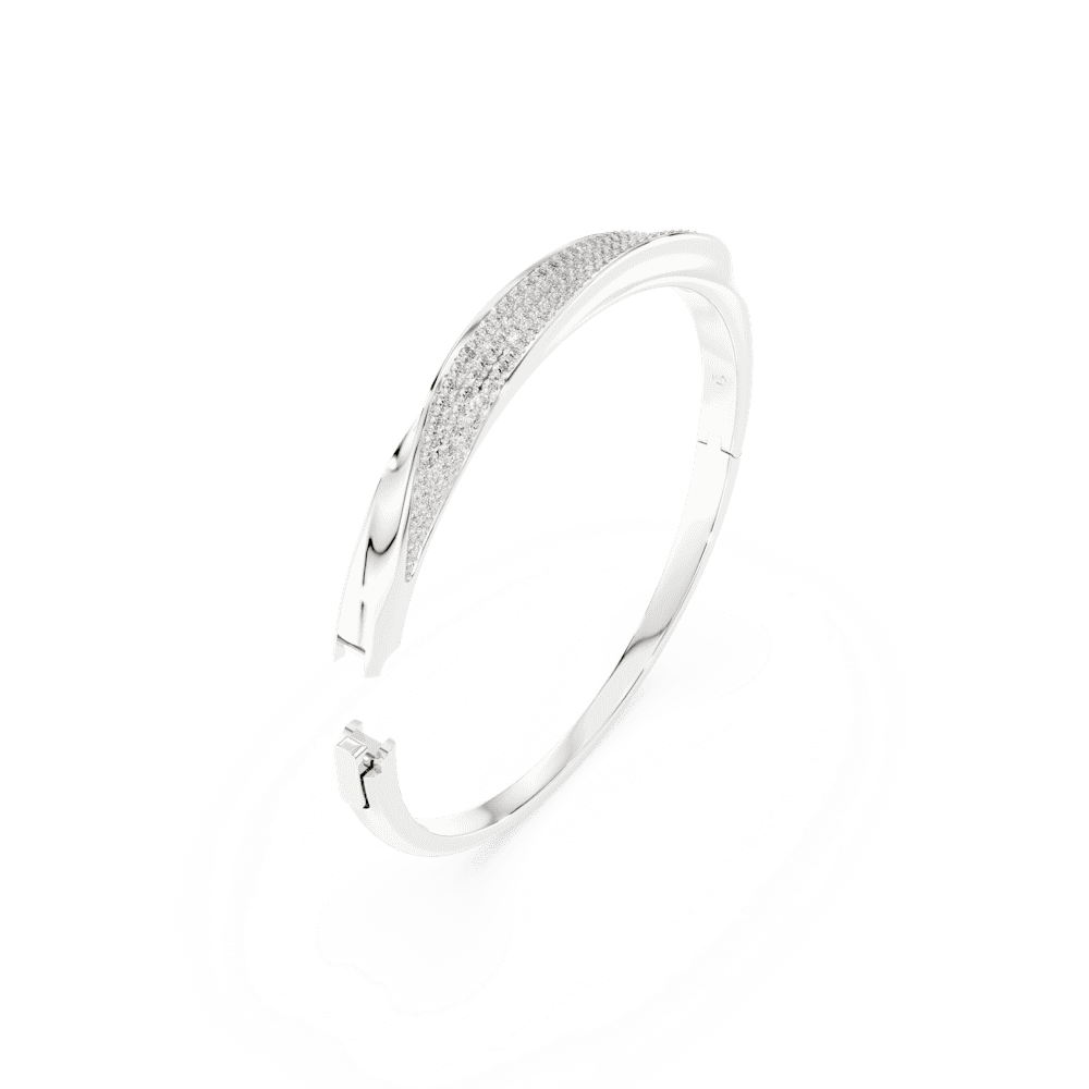 Bracciale rigido Swarovski Classica, Taglio Round, Bianco, Argento Sterling - Misura M