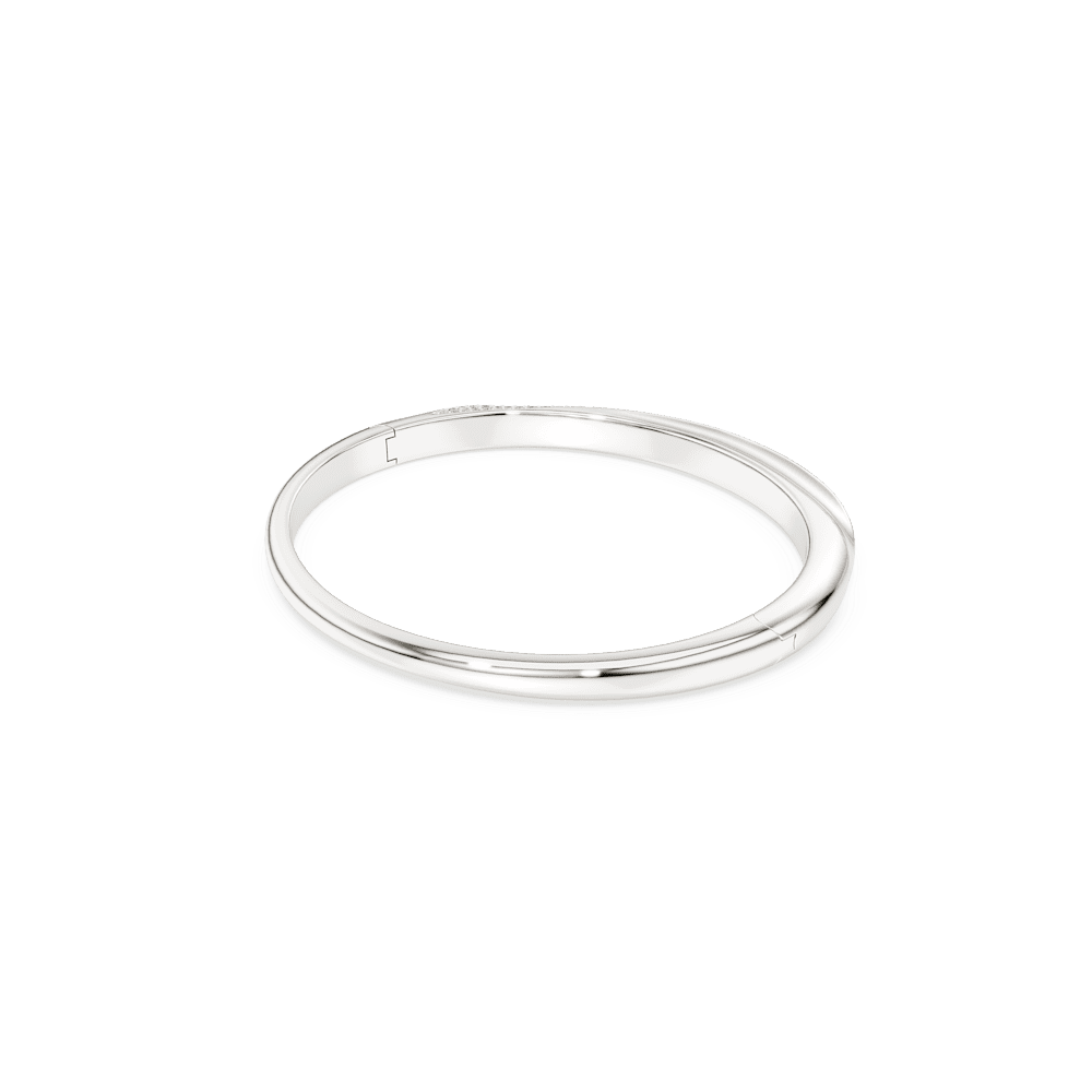 Bracciale rigido Swarovski Classica, Taglio Round, Bianco, Argento Sterling - Misura M