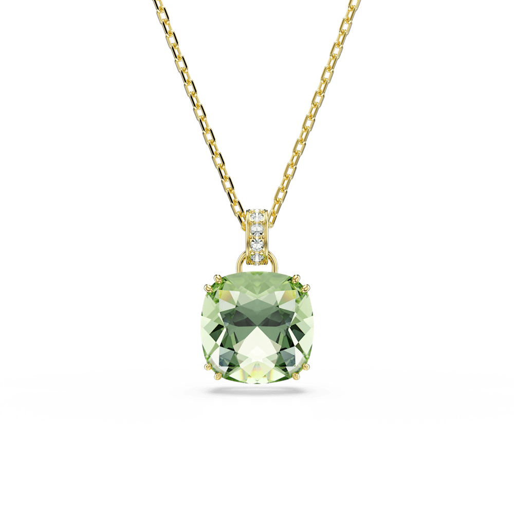 Pendente Swarovski Millenia, Taglio Cushion, Verde, Finitura oro 18K