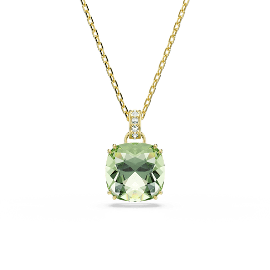 Pendente Swarovski Millenia, Taglio Cushion, Verde, Finitura oro 18K