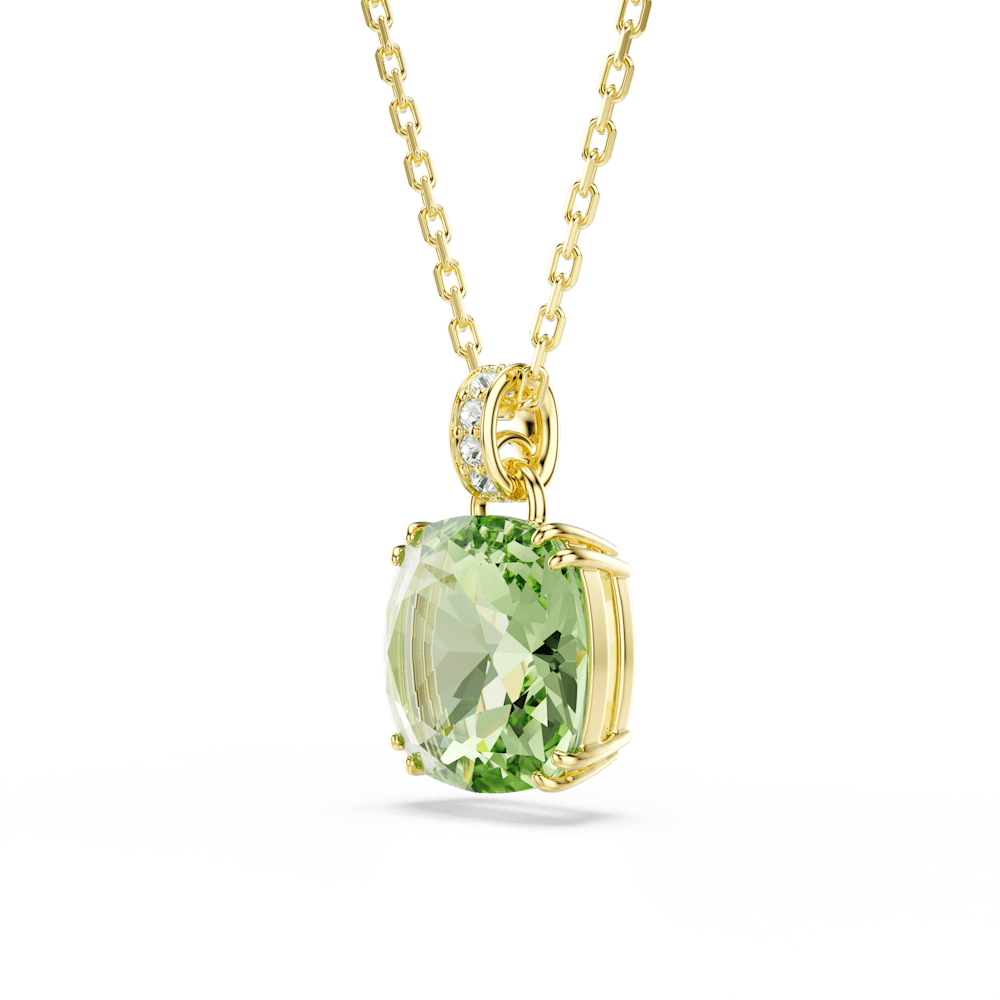 Pendente Swarovski Millenia, Taglio Cushion, Verde, Finitura oro 18K