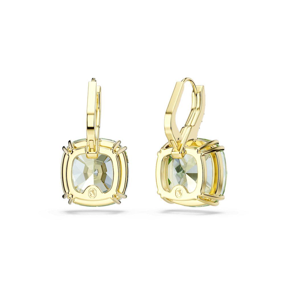 Orecchini pendenti Swarovski Millenia, Taglio Cushion, Verdi, Finitura oro 18K