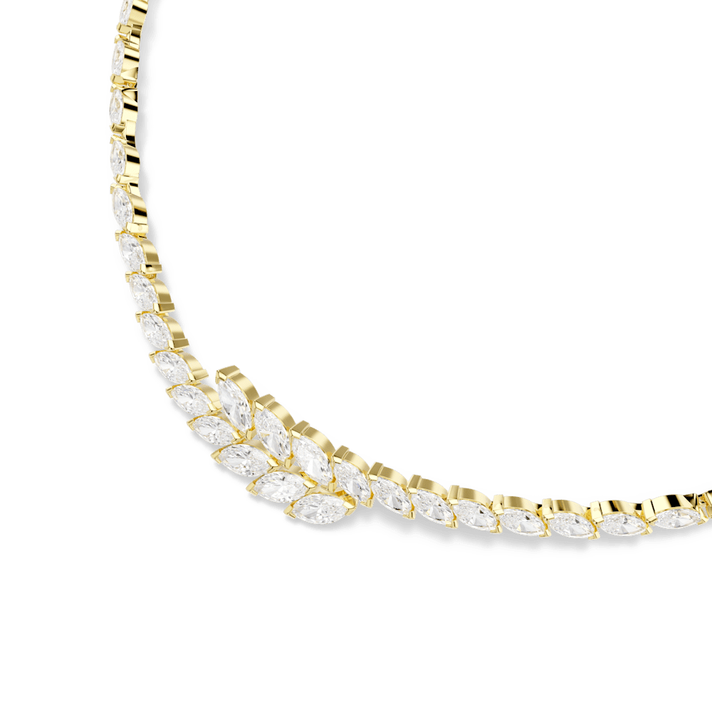Set Collana + Orecchini Mesmera Taglio Marquise Bianco Finitura Oro 18 Kt