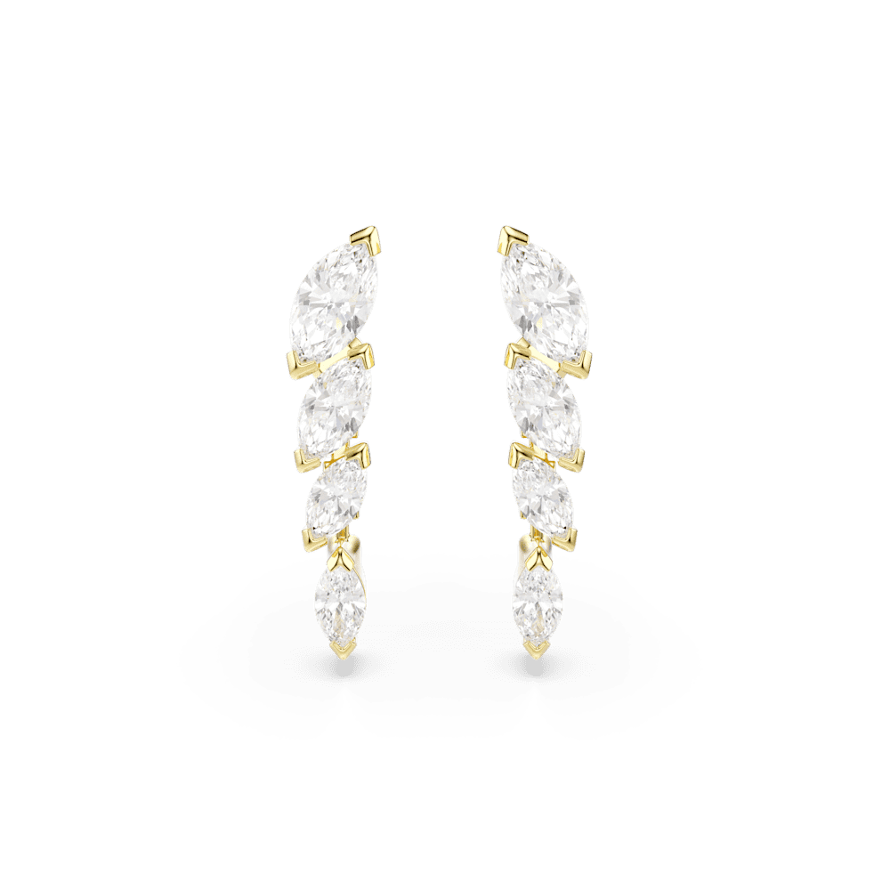 Set Collana + Orecchini Mesmera Taglio Marquise Bianco Finitura Oro 18 Kt