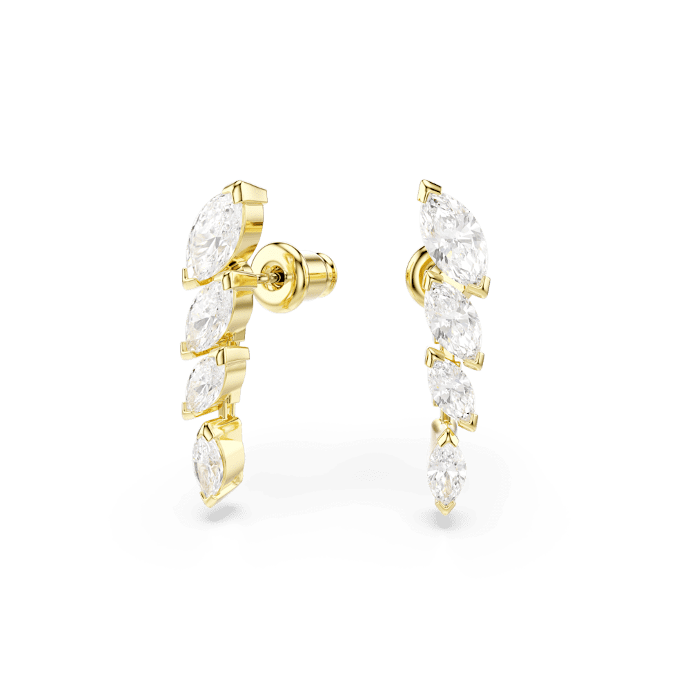 Set Collana + Orecchini Mesmera Taglio Marquise Bianco Finitura Oro 18 Kt