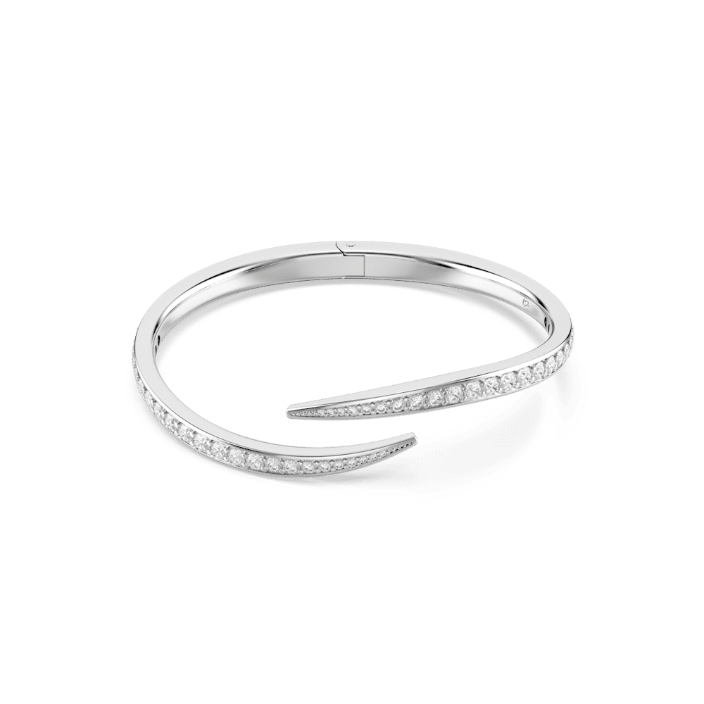 Bracciale Rigido Swarovski Vienna Taglio Round Cigno Bianco Placcato Rodio