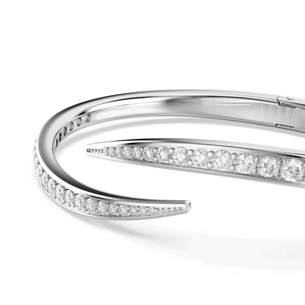 Bracciale Rigido Swarovski Vienna Taglio Round Cigno Bianco Placcato Rodio