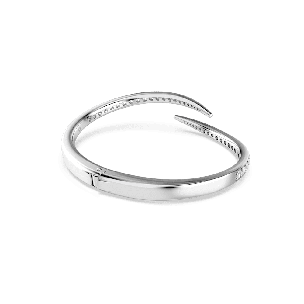 Bracciale Rigido Swarovski Vienna Taglio Round Cigno Bianco Placcato Rodio