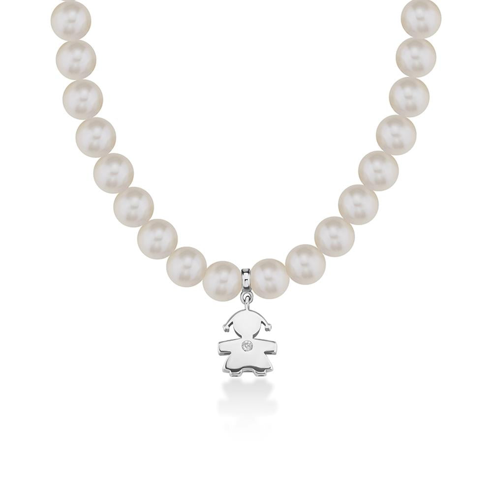 Collana Lebebé Le Perle Filo Chiusura Ob Pendente Bimba Ob Diamante