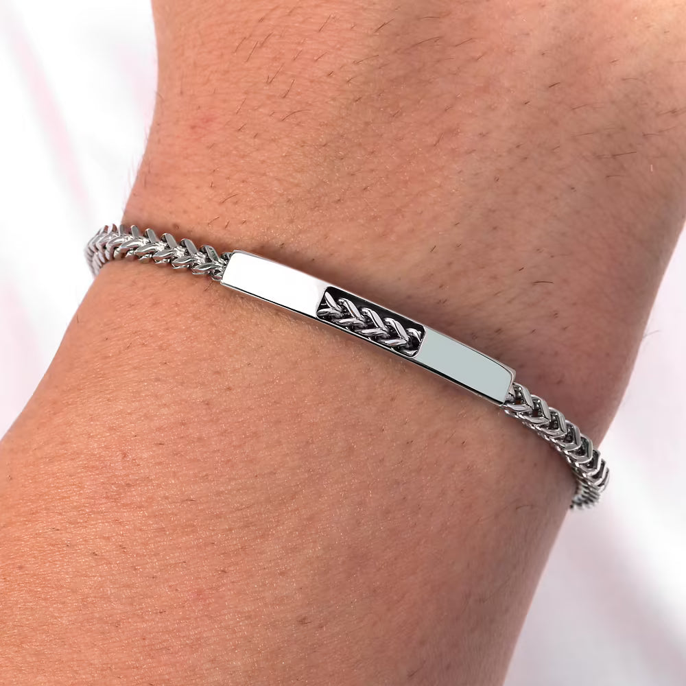 Bracciale Uomo Sector Basic Acciaio Maglia Spiga Intrecciata Con Piastrina Centrale