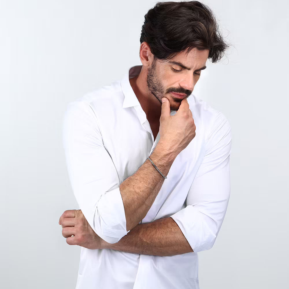 Bracciale Uomo Sector Basic Maglia Veneziana Arrotondata Acciaio Con 3 Bussolotti