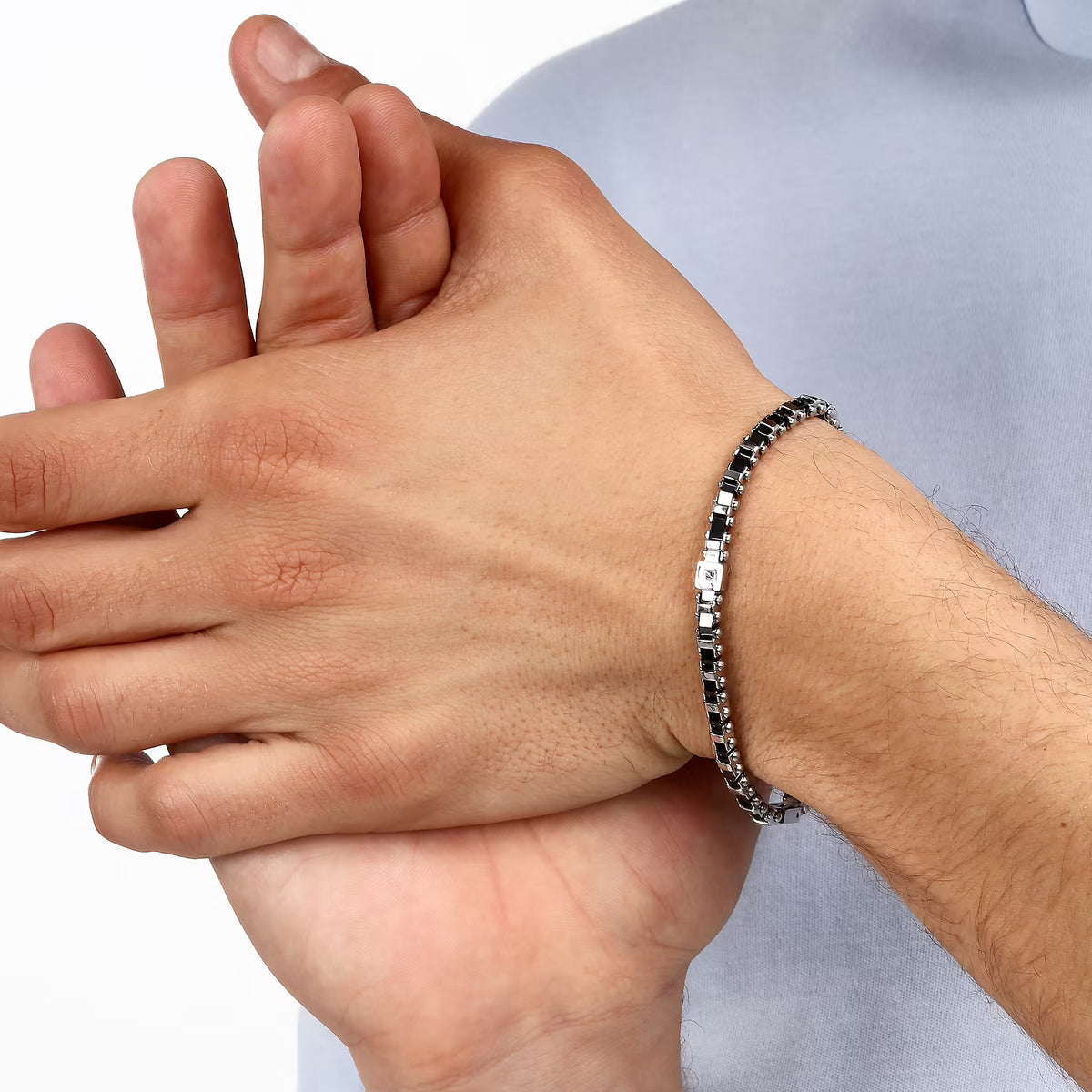Bracciale Uomo Sector Ceramic Acciaio Maglia Modulare Elementi Ceramica Nera