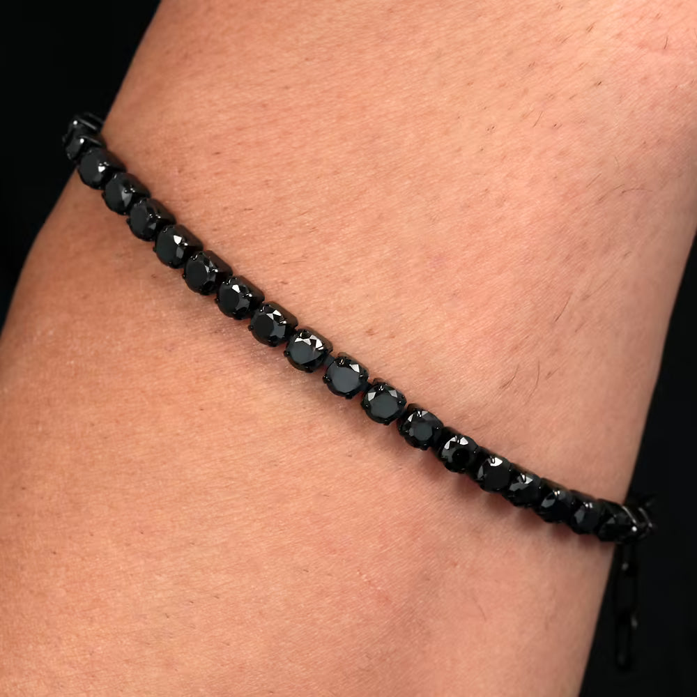 Bracciale Uomo Tennis Sector Acciaio Pvd Nero Cristalli Neri