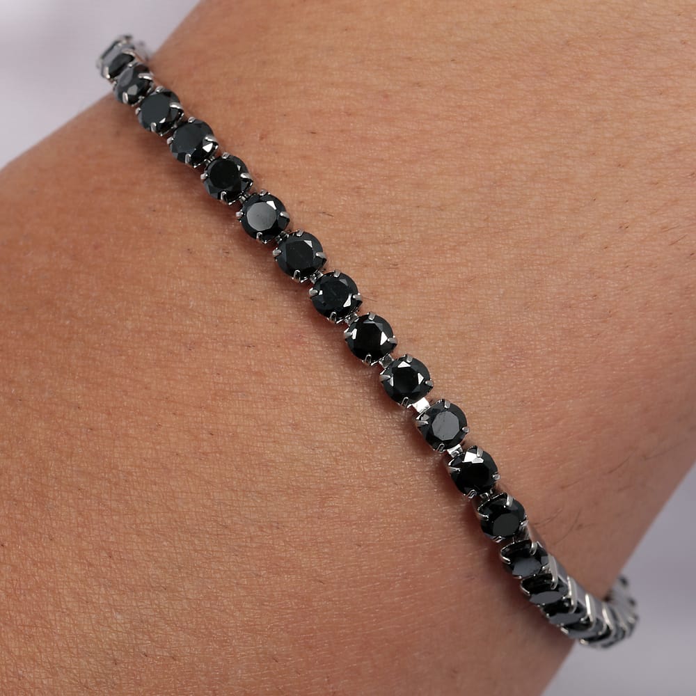 Bracciale Uomo Tennis Sector Acciaio Cristalli Neri