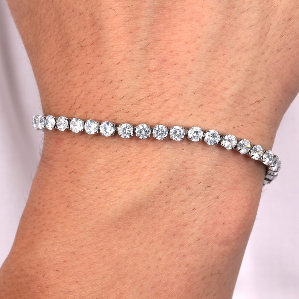Bracciale Uomo Tennis Sector Acciaio Cristalli Bianchi
